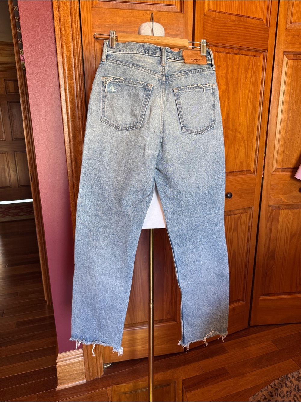 Moussy Light Blue Straight-Leg Distressed Jeans Button Fly - Picture 3 of 3